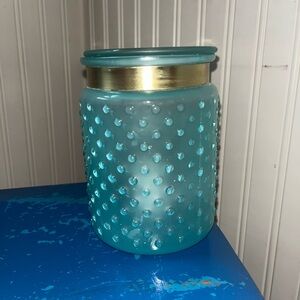 Elegant Teal Glass Wax Melt Warmer with Gold Accent